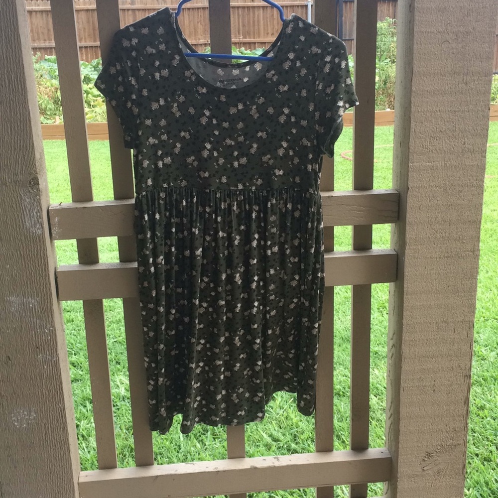 Forrest green floral babydoll dress